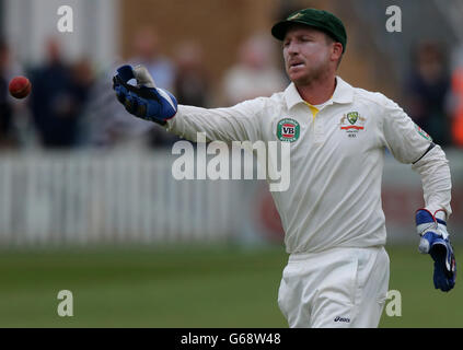 Cricket - International Tour Match - Somerset v Australia XI - Day Three - The County Ground. Brad Haddin, il guardiano australiano, durante il 3° giorno contro Somerset, durante la partita International Tour presso la County Ground di Taunton. Foto Stock