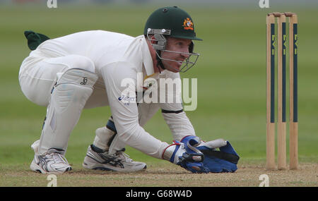 Cricket - International Tour Match - Somerset v Australia XI - Day Three - The County Ground. Brad Haddin, il guardiano australiano, durante il 3° giorno contro Somerset, durante la partita International Tour presso la County Ground di Taunton. Foto Stock