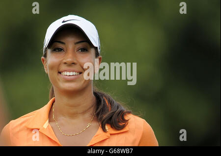 USA's Cheyenne Woods durante il giorno uno degli ISPS Hama Ladies European Masters al campo da golf Buckinghamshire, Denham. Foto Stock