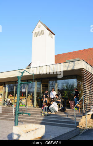 Casa a Kellerplatz: informazioni turistiche e le vendite del vino, Purbach am Neusiedler See, Austria, Burgenland, Neusiedler See Foto Stock