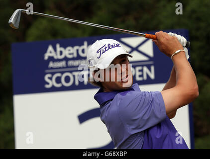 USA Peter Uihlein il secondo giorno durante il terzo giorno dell'Aberdeen Asset Management Scottish Open presso il campo da golf Castle Stuart di Inverness. Foto Stock