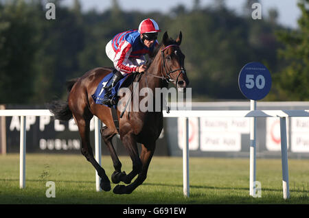 Royal Diamond guidato dal jockey Johnny Murtagh corre a casa nel Challenge Stakes all'ippodromo di Leopardstown, Dublino, Irlanda. Foto Stock