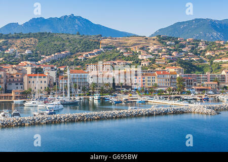 Propriano porto, vista mare, Sud Corsica, Francia Foto Stock