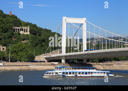 Ungheria Budapest Danube River Ponte Elisabeth St Gellért monumento, Foto Stock