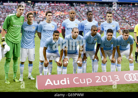 Calcio - 2013 Audi Cup - finale - Bayern Monaco v Manchester City - Allianz Arena. Gruppo del team Manchester City Foto Stock