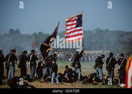 Battaglia di Gettysburg 125esimo anniversario rievocazione storica Gettysburg in Pennsylvania USA Foto Stock