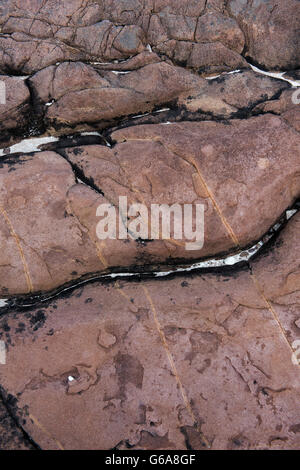 Dettaglio del torridon standstone a Mellon Udrigle beach. Foto Stock