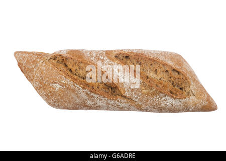 La ciabatta nera pane isolati su sfondo bianco Foto Stock