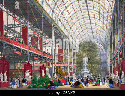 Grande Esposizione, 1851. Il transetto della grande Esposizione del 1851, il Crystal Palace di Londra, Regno Unito. Foto Stock