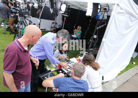 Londra, Regno Unito. Il 24 giugno 2016. I media di tutto il mondo si riuniscono per intervistare i politici e le parti interessate dopo che il Regno Unito ha votato a lasciare l'UE. Credito: Brian Minkoff/Alamy Live News Foto Stock