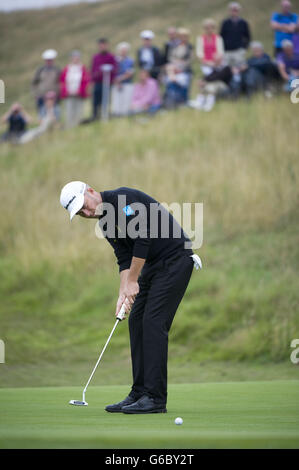 Englands Mark Foster sulla nona buca durante il secondo giorno dei Johnnie Walker Championships 2013 a Gleneagles, Perthshire. Foto Stock