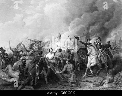 ANDREW JACKSON a cavallo delle linee ANTERIORE DELLA BATTAGLIA DI NEW ORLEANS Dicembre 1814 Gennaio 1815 durante la guerra di 1812 Foto Stock