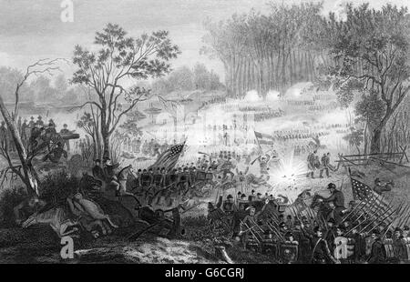 1860 aprile 1862 GUERRA CIVILE AMERICANA LA BATTAGLIA DI PITTSBURG LANDING SCILOH TENNESSEE USA Foto Stock