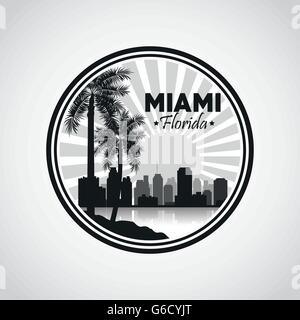 Miami Florida design. Palm Tree e icona della città. Grafica vettoriale Illustrazione Vettoriale