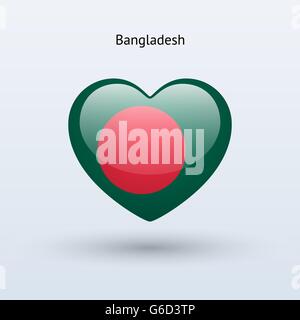 Amore Bangladesh simbolo. Cuore icona bandiera. Illustrazione Vettoriale