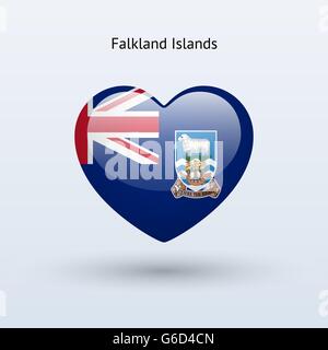 Amore Isole Falkland simbolo. Cuore icona bandiera. Illustrazione Vettoriale