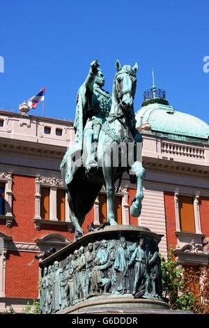 Belgrado, Serbia, il monumento di via Knez Mihailo, laterale Foto Stock