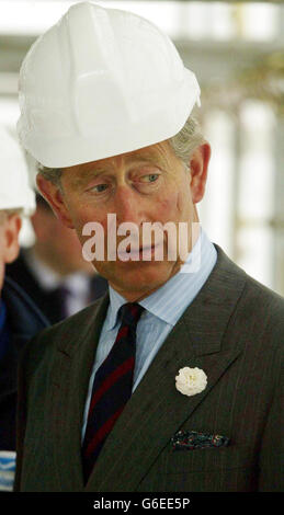 Il Principe di Galles visita la Cattedrale di Bury St Edmunds, per vedere come stanno progredendo i nuovi lavori di costruzione. Il Principe è Patrono del Bury St Edmunds Cathedral Millennium Project e dell'appello della Contea. Foto Stock