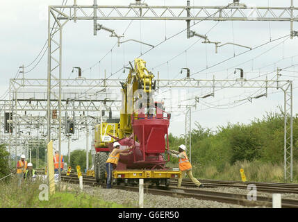 Bank Holiday tenere traccia delle riparazioni Foto Stock