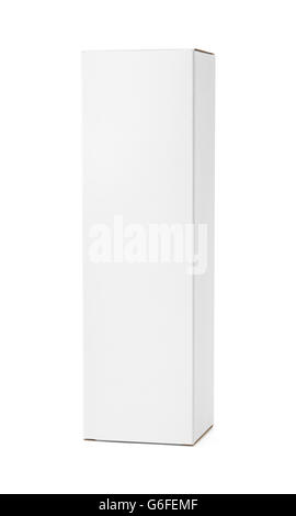 Tall prodotto bianco scatola con copia spazio isolato su sfondo bianco. Foto Stock