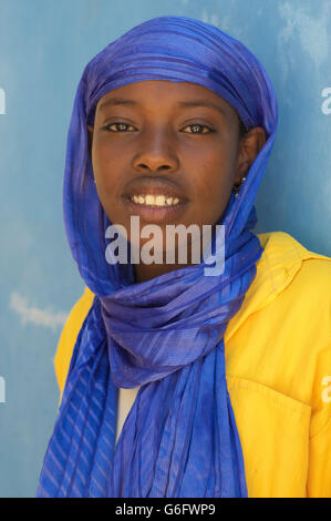 Ragazzina musulmana in un headcloth, Harar, Etiopia Foto Stock