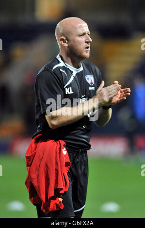 Calcio - Johnstones Paint Trophy - Mansfield Town v Chesterfield - One Call Stadium. Il primo allenatore del team di Chesterfield Kevin Lynch Foto Stock