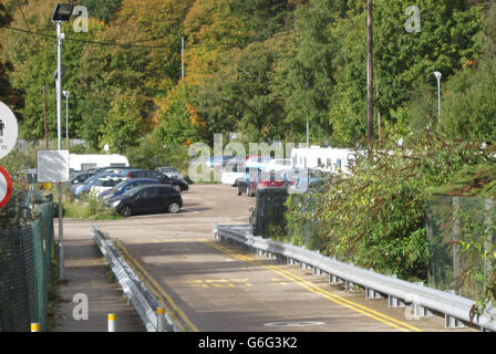 Viaggiatore francese encampment in Newport Foto Stock