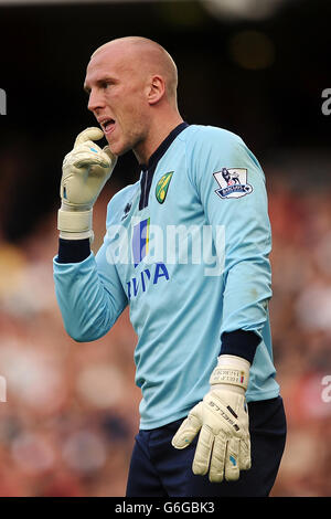 Calcio - Barclays Premier League - Arsenal / Norwich City - Emirates Stadium. John Ruddy, portiere della città di Norwich Foto Stock