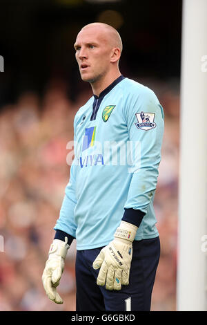 Calcio - Barclays Premier League - Arsenal / Norwich City - Emirates Stadium. John Ruddy, portiere della città di Norwich Foto Stock