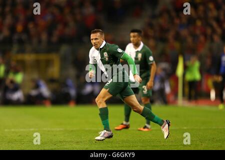 Craig Bellamy del Galles in azione durante le Qualifiche della Coppa del mondo FIFA 2014, il Gruppo A si è riunito al Koning Boudewijnstadion, Bruxelles, Belgio. Foto Stock