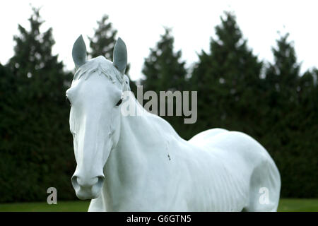 Corse ippiche - William Hill Jump Sunday - Ippodromo di Kempton Park. La statua delle orchidee del deserto all'ippodromo di Kempton Park Foto Stock