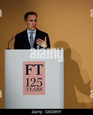 Mark Carney, Governatore della Banca d'Inghilterra, ha pronunciato il suo discorso durante il 125° anniversario del Financial Times a Londra. Foto Stock