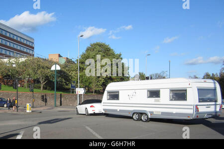 Viaggiatore francese encampment in Newport Foto Stock