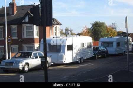 Viaggiatore francese encampment in Newport Foto Stock