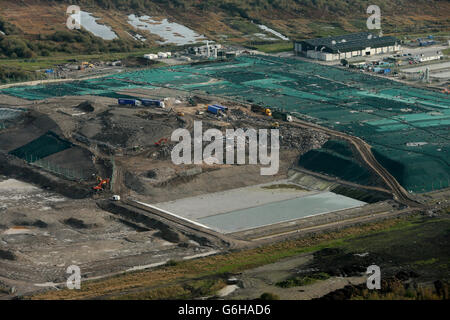 Foto d'inventario del sito di Landfill di Bord na Mona Drehid a Killinagh Upper Carbury Co. Kildare ripresa da un elicottero. Foto Stock