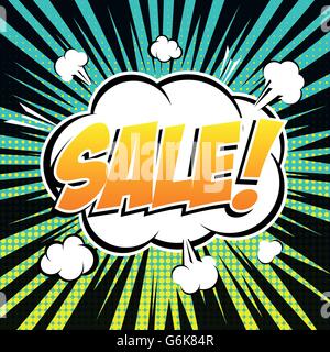 La vendita del libro di fumetti di testo di bolla in stile retrò Illustrazione Vettoriale