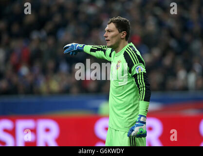 Calcio - Coppa del mondo FIFA Qualifiche - Gioca fuori - seconda tappa - Francia / Ucraina - Stade de France. Il portiere ucraino Andrei Pyatov Foto Stock