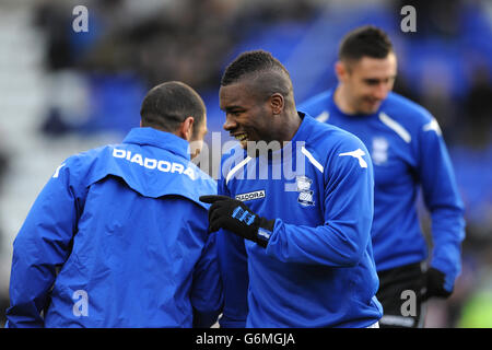 Calcio - Campionato Sky Bet - Birmingham City / Nottingham Forest - St Andrews. Aaron McLean (centro) di Birmingham con Hayden Mullins (a sinistra) Foto Stock