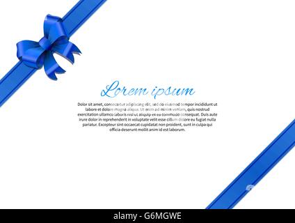 Cartolina bianco con fiocco blu e testo Illustrazione Vettoriale