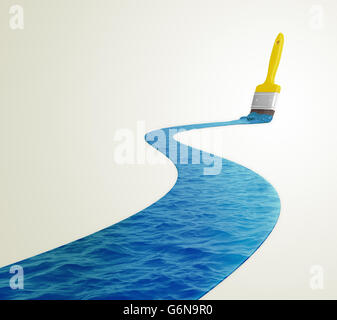 Acqua dipinta con un pennello - 3D illustrazione Foto Stock