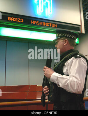 BA 223 decolla da Heathrow Foto Stock