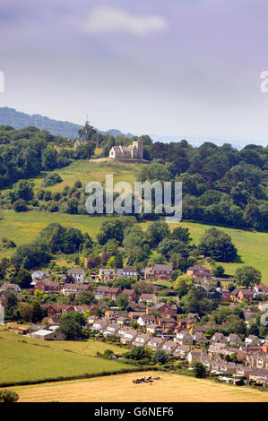 Vista aerea di Churchdown Hill con San Bartolomeo è la Chiesa, Churchdown Gloucester Regno Unito Foto Stock