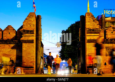 Tha Phae Gate, Chiang Mai, Thailandia Foto Stock