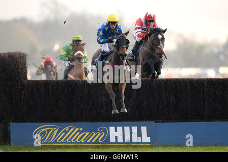 Annacotty guidato dal fantino Ian Popham salta l'ultimo sulla strada per vincere la Kauto Star Novices' Chase (in memoria di Nigel Clark) (ex la Feltham Novices' Chase) Foto Stock