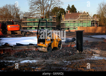 Cantiere per nuove costruzioni a Leigh Sinton vicino a Worcester. Foto Stock