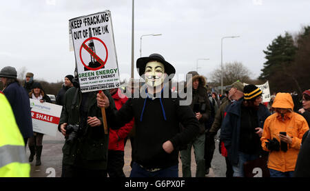 Anti-fracking protesta a Barton Moss Foto Stock