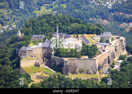 Fort Konigstein, parco nazionale Svizzera Sassone, in Sassonia, Germania / Königstein, Sächsische Schweiz Foto Stock