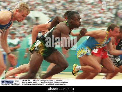 26-JUL-96 ... Giochi Olimpici di Atlanta ... Atletica. Uomini 100m Heats .... Michael Green, Giamaica in azione nei Mens 100m si riscalda Foto Stock