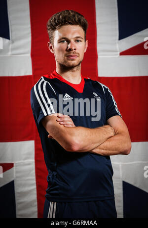 Gran Bretagna Owain Doull durante l annuncio del gruppo a livello nazionale centro ciclistico, Manchester. Foto Stock