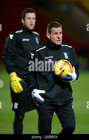 Calcio - Campionato Sky Bet - Watford v Birmingham City - Vicarage Road. John Vaughan, allenatore di portiere della città di Birmingham Foto Stock